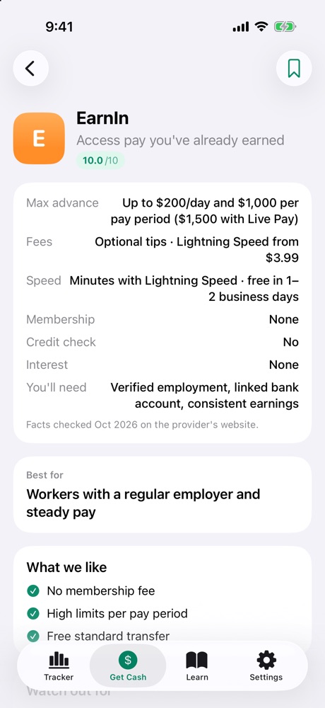 Provider details: limits, fees, speed and requirements